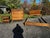 Mid century Brasilia walnut wood bedroom set Queen headboard 60” x 42” 1” Side table Tallboy dresser 40” x19”x44”