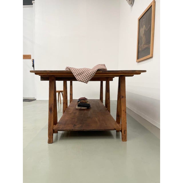 Wood Vintage Pine Worktable, 1950s For Sale - Image 7 of 18
