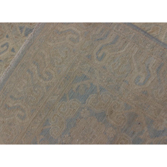 Afghan Khotan Runner With Geometric Design in Shades of Blue and Tan. For Sale - Image 11 of 12