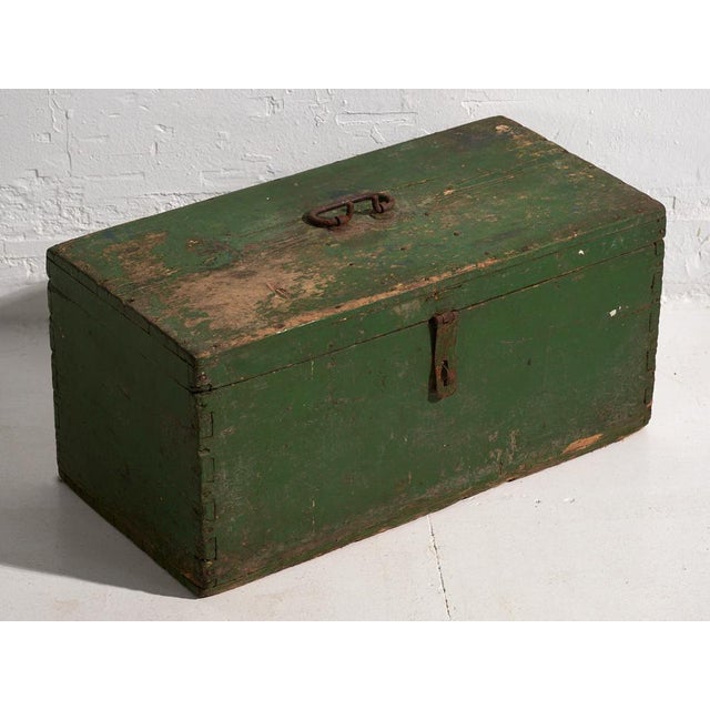 Small antique chest made of green wood (France, c.1910). #6 This antique chest was built with solid pine wood using the...