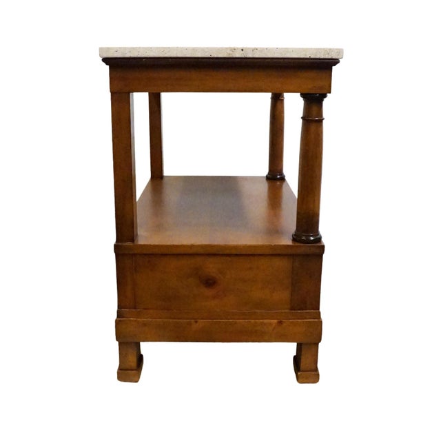 Baker / Milling Road Solid Cherry Early American Contemporary 27" Accent End Table W. White Granite Top 13-676-8 For Sale - Image 12 of 14