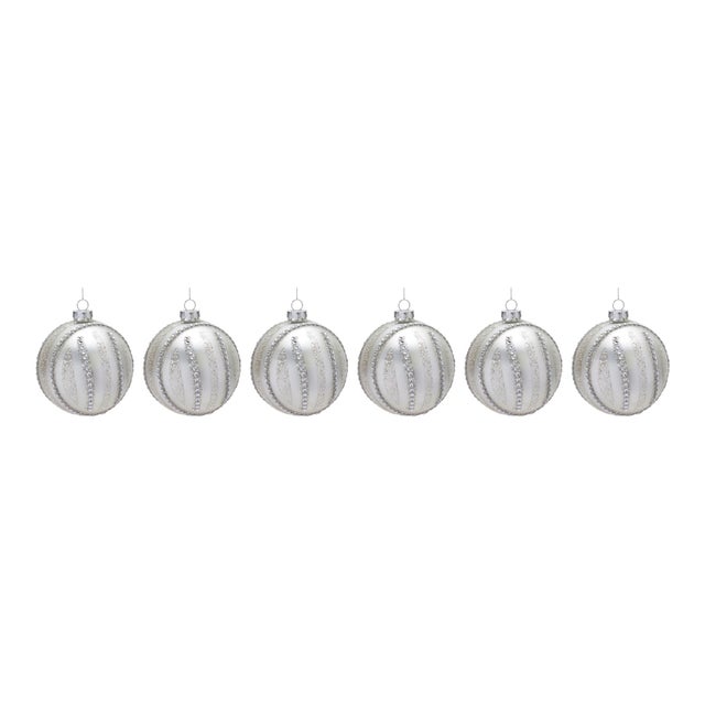 Contemporary Jeweled Glass Ball Ornament (Set of 6) For Sale - Image 3 of 3