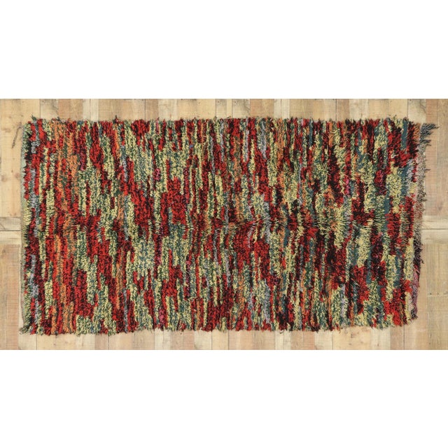 Red Vintage Boujad Moroccan Rag Rug, 04'10 X 09'00 For Sale - Image 8 of 9