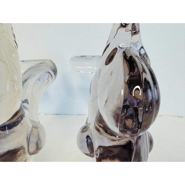 Glass Vintage 1940s Tall Solid Glass Rooster Figurines, a Pair For Sale - Image 7 of 8