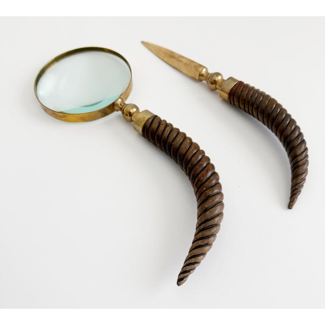 Art Deco Vintage Magnifying Glass & Letter Opener Set For Sale - Image 3 of 9