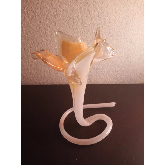 1970s 1970s Murano Style Glass Italy Flower Vase For Sale - Image 5 of 6