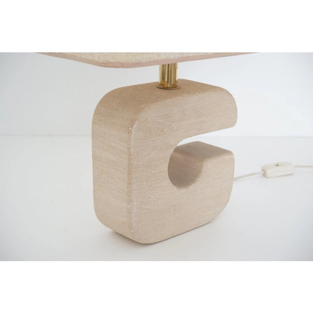 1960s Desk Lamp in Sandstone and Beige Coloured Fabric, 1960s For Sale - Image 5 of 8