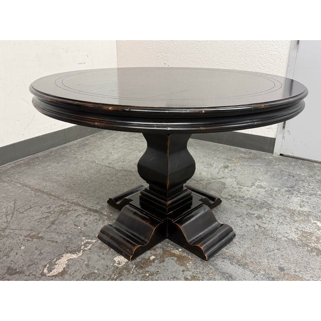 Traditional Aspen Antique Ebony Round Dining Table, 48 Inches. For Sale - Image 3 of 12