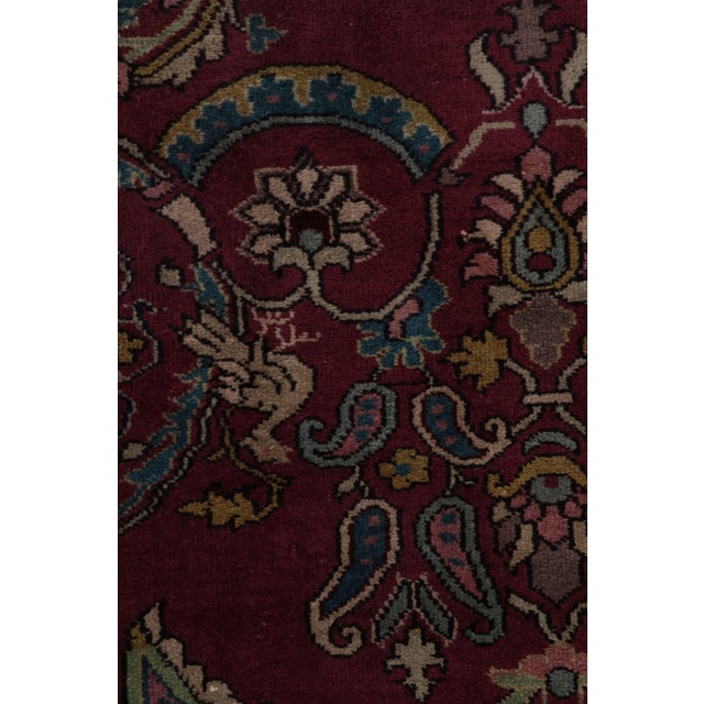 Red Antique Indian Rug in Burgundy and Gold With Floral Patterns by Rug & Kilim For Sale - Image 8 of 9
