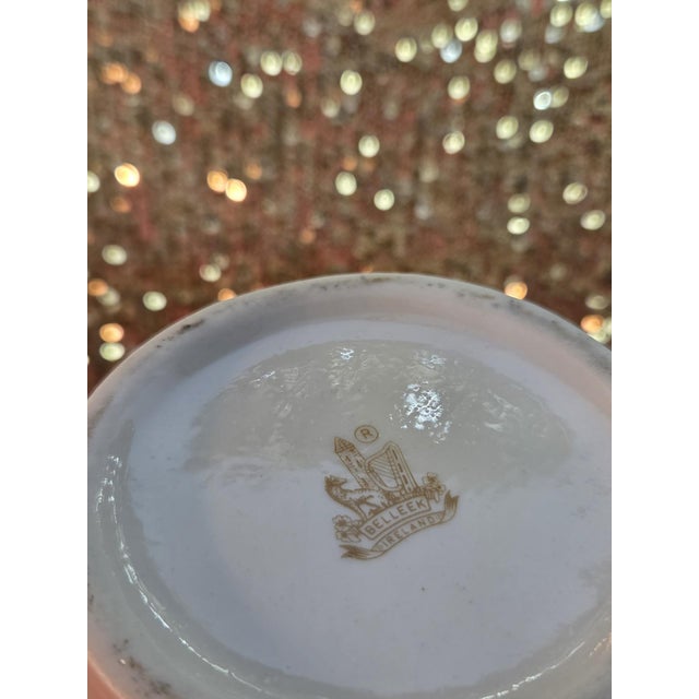 Late 20th Century Large 9" Vintage Belleek Aberdeen Ewer W/ Applied Flowers For Sale - Image 9 of 18