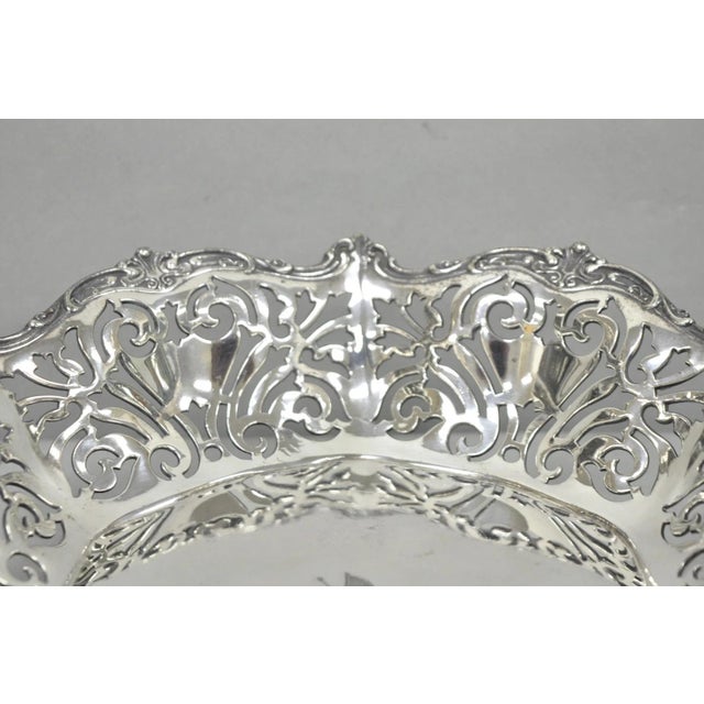 Victorian Antique Reed & Barton Reticulated Silver Plated Trinket Dish Bowl "B" Monogram For Sale - Image 3 of 12
