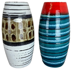Pop Art Pottery Fat Lava Vases attributed to Scheurich, Germany, 1950s, Set of 2