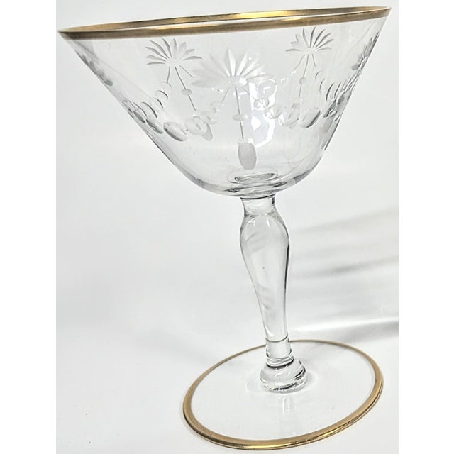 Glass Vintage Art Nouveau Cut Crystal Art Nouveau Champagne Coupes - a Pair For Sale - Image 7 of 11