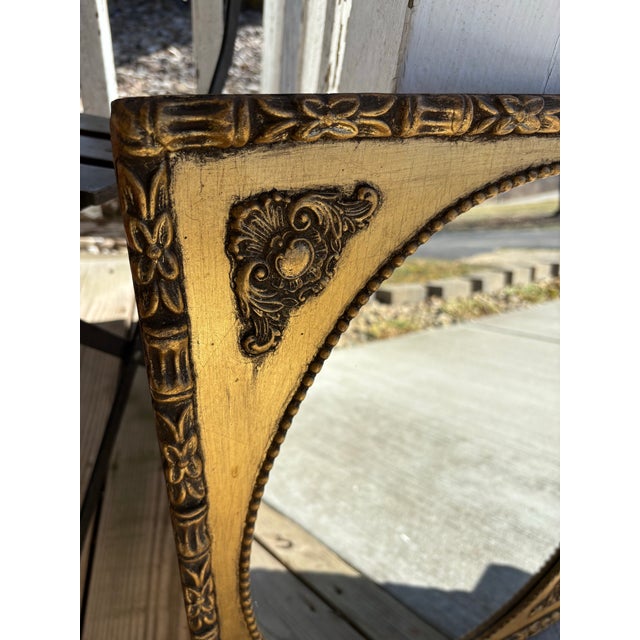 Antique Large Hollywood Regency Gold Gilt Wall Mirror With French Ornamentation For Sale - Image 9 of 9