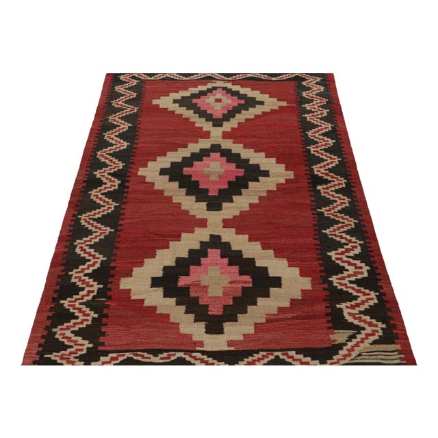 1950s 1950s Vintage Shahsavan Persian Kilim in Red, Beige & Black Patterns by Rug & Kilim For Sale - Image 5 of 8