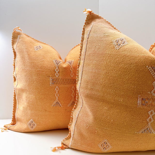 Rare to find a pair of Moroccan Cactus Pillow. A handwoven, one-of-a-kind, Moroccan pillow made from cactus silk,...