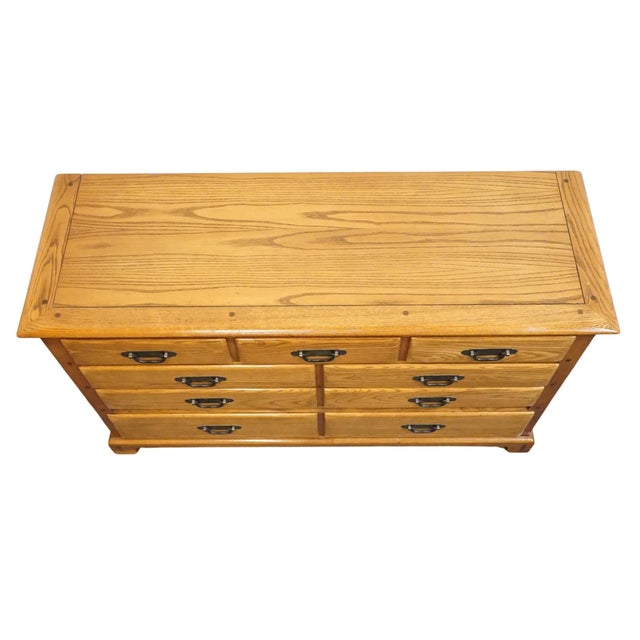 Link Taylor Countryside Collection Solid Oak Early American Rustic 55" Double Dresser 6602 For Sale - Image 10 of 14