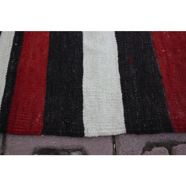 Red 1980s Tribal Red Striped Cappadocia Kilim For Sale - Image 8 of 13