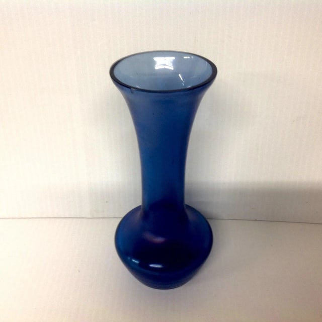 Dark Blue Iridescent Art Deco Glass Vase For Sale In Dallas - Image 6 of 6