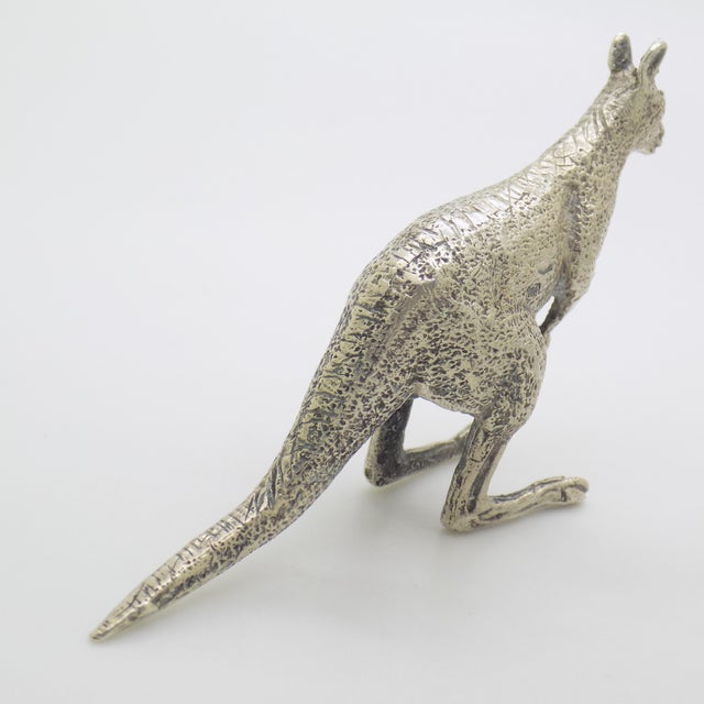 Vintage Italian Handmade Genuine Silver Kangaroo Large Rare Detailed Figurine Sculpture For Sale - Image 6 of 9