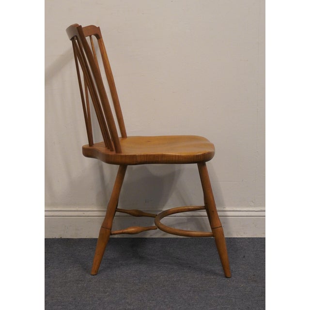 Late 20th Century High End Vintage Solid Hard Rock Maple Colonial Early American Fiddleback Duxbury Dining Side Chair 620-911 For Sale - Image 5 of 10