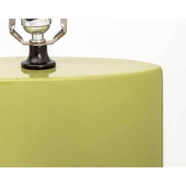 Late 20th Century Late 20th Century Modernist Lime Green Glazed Ceramic Lamps, Pair For Sale - Image 5 of 6