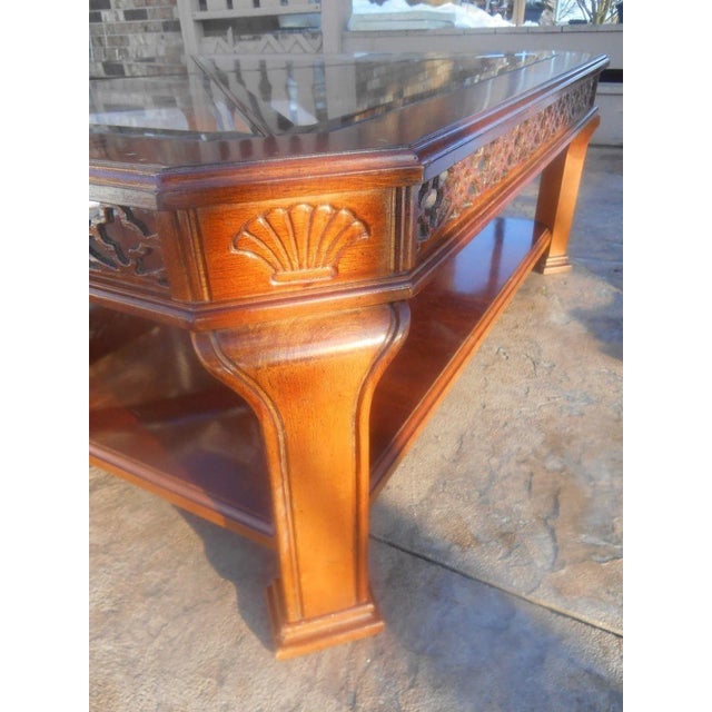 Mid-Century Modern Mahogany & Beveled Smoke Glass Coffee Table For Sale - Image 6 of 10