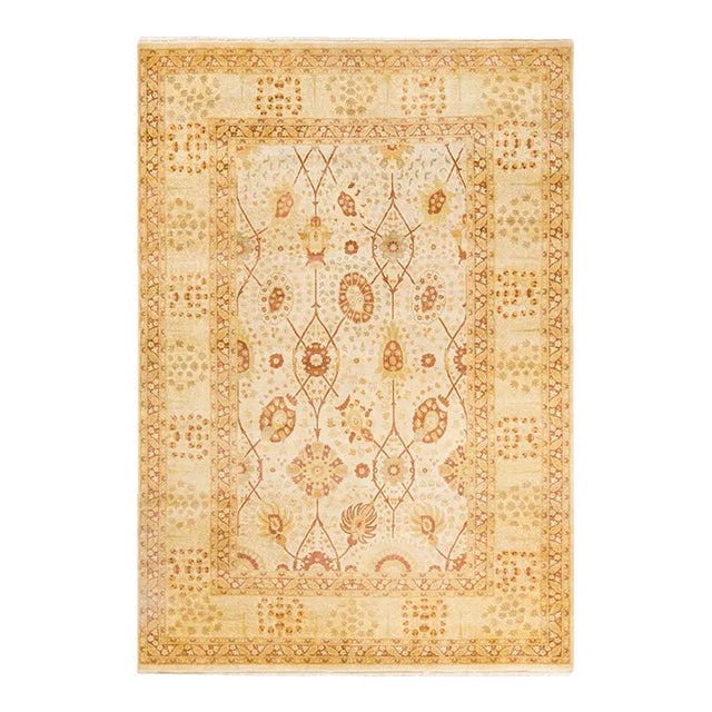 Mogul, One-of-a-Kind Hand-Knotted Area Rug in Ivory, 6' 4" x 8' 10" For Sale