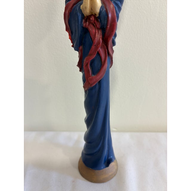 Vintage Blue Angel Figurine With Gold Wings For Sale - Image 4 of 11