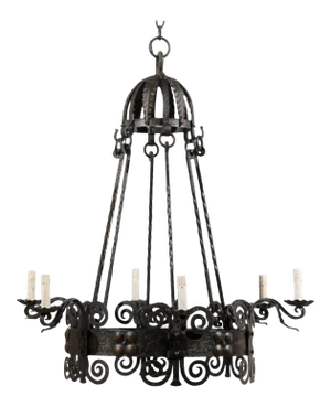Mid 20th Century Italian Black Iron Chandelier