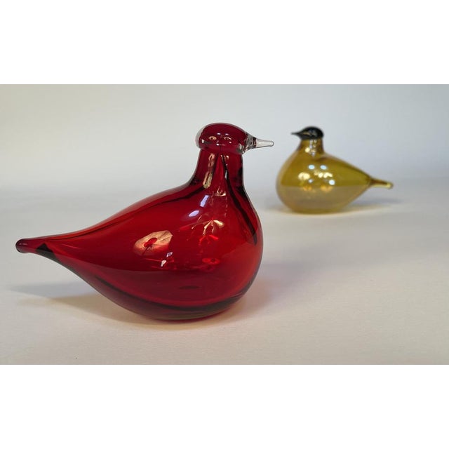 Iittala Tirri Mouth-Blown Glass Art Birds by Oiva Toikka for Iittala, Finland 1980s, Set of 2 For Sale - Image 4 of 18