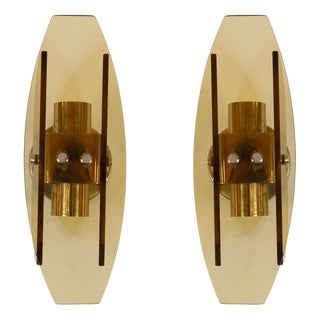 Amber-Brown Murano Glass Sconces from Veca, 1970s, Set of 2 For Sale