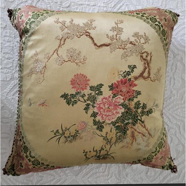 Early 21st Century Vintage Asian Silk Kimono Pillows Feather Inserts - Set of 2 For Sale - Image 5 of 11