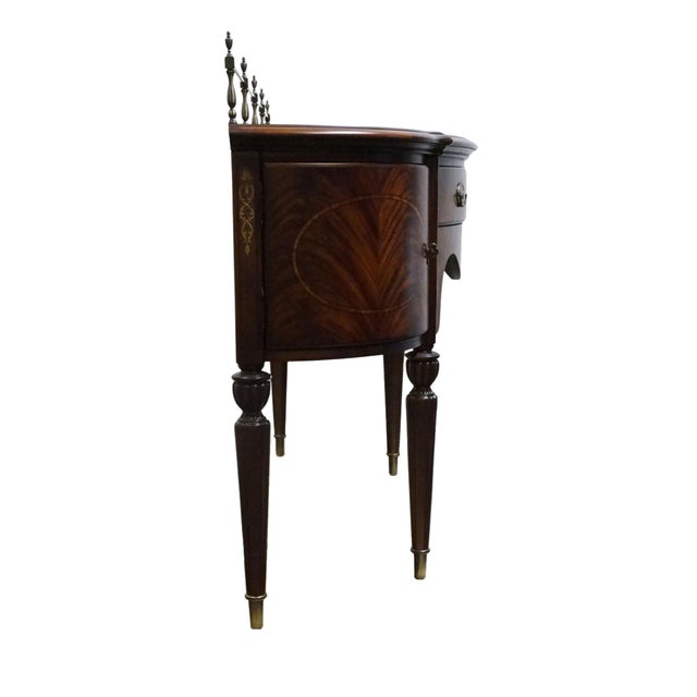 Thomasville Furniture Kent Park Collection Banded Flame Mahogany 68" Buffet Sideboard W. Brass Rail 38921-240 For Sale - Image 12 of 15