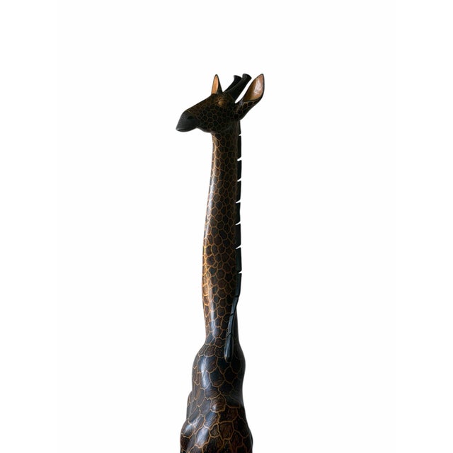 Late 20th Century Large Hand-Carved Wooden Giraffe Sculpture, 85” Tall For Sale - Image 10 of 12