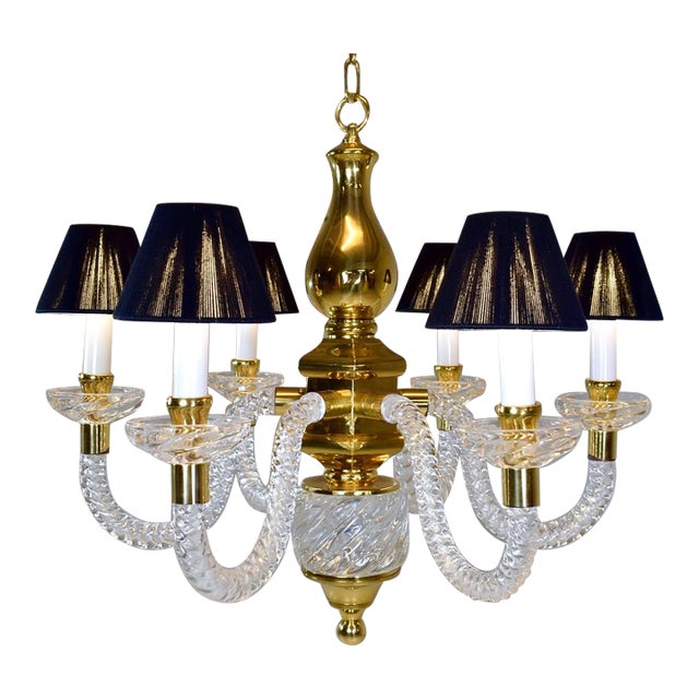 Superb Italian Murano Twisted Rope Glass Chandelier After Barovier and Toso For Sale