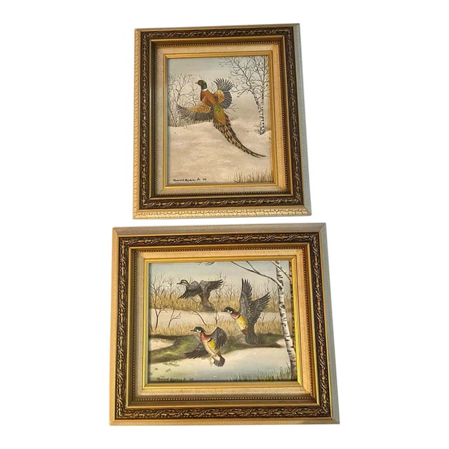 Howard Hopkins Jr 2003 Acrylic on Board Birds Paintings - Set of 2 For Sale