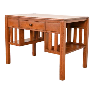 Stickley Brothers Style Antique Mission Oak Arts & Crafts Desk With Built-In Bookcases, Circa 1900