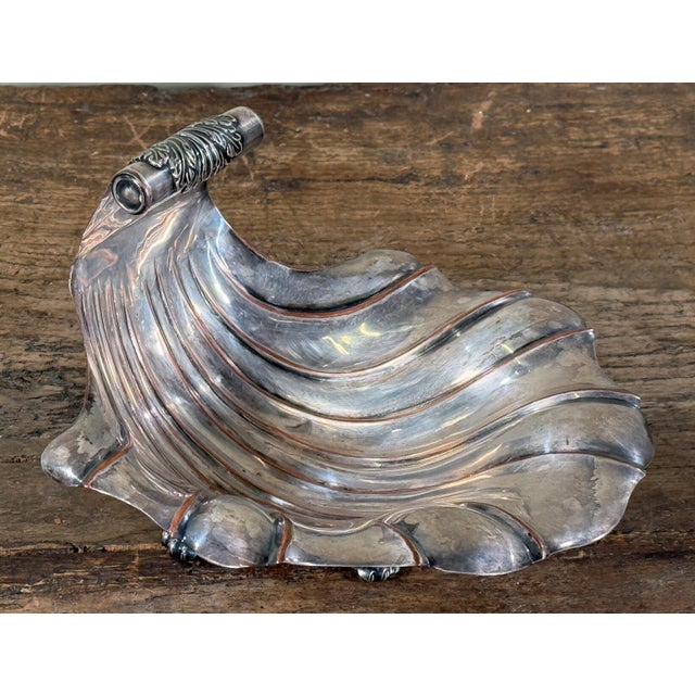 Antique English Silver Plate Shell Form Compote / Serving Dish on Paw Feet For Sale - Image 10 of 12