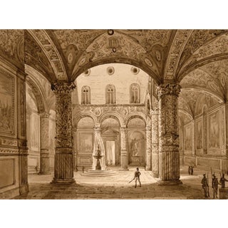 Friedrich Wilhelm Moritz, Courtyard of Palazzo Vecchio, Florence, 1800s, Watercolor For Sale