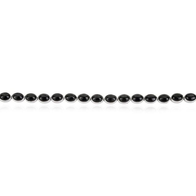 Natural Black Star Smooth Cabochon Gemstone Tennis Bracelet in 925 Silver For Sale - Image 4 of 13