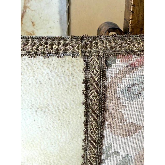 Beige Large Florentine Gilt Iron Two-Light Table Lamp with Leather and Tapestry Shade, 1950s For Sale - Image 8 of 18