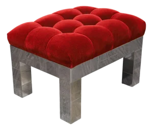 Mid 20th Century Paul Evans Cityscape Stool/Ottoman in Claret Mohair