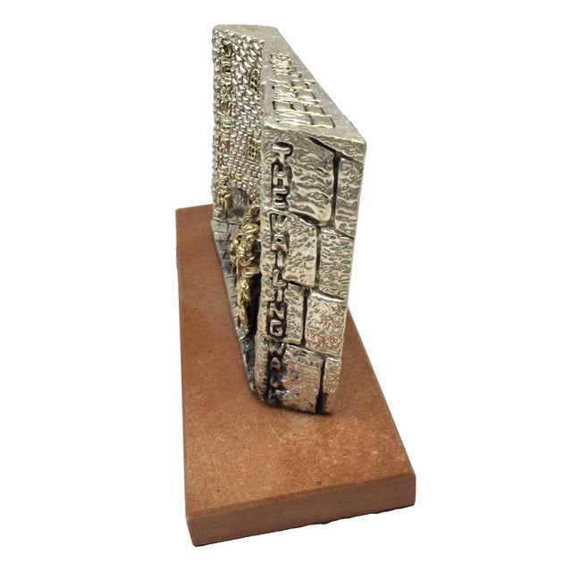 Ben Zion 925 Sterling Silver Sculpture Wailing Wall on Marble Base For Sale In New York - Image 6 of 9