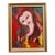 Mid-Century Expressionist Female Portrait Painting Signed T. Radican – Framed For Sale