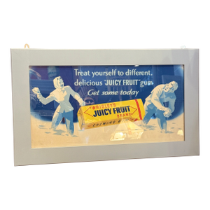 Vintage Wrigley’s Juicy Fruit Chewing Gum Advertising Sign Framed C1940