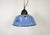 Industrial hanging lamp manufactured by Szarvasi Vas - Fém in Hungary during the 1960s. It features a blue enamel shade,...