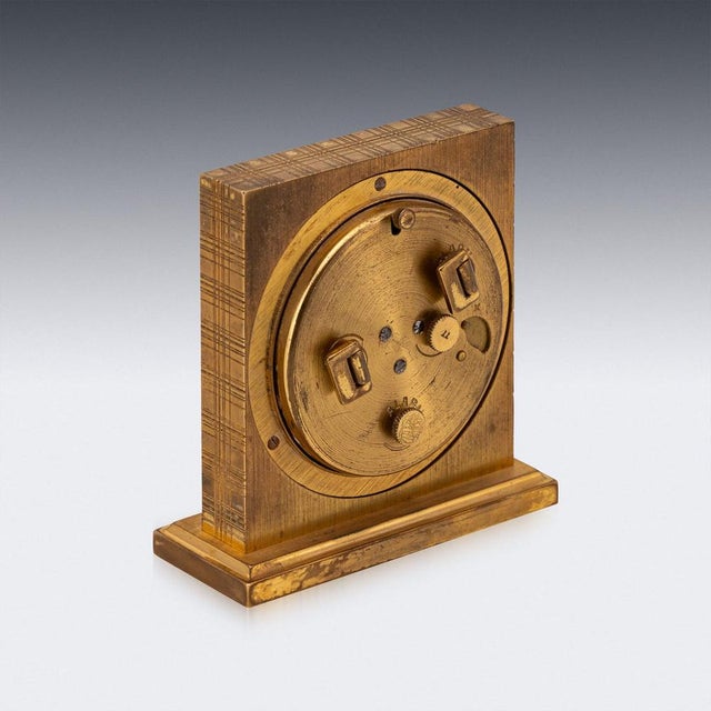 Hermès Vintage Swiss Gilt Brass Desk Clock from Hermès, 1960s For Sale - Image 4 of 10