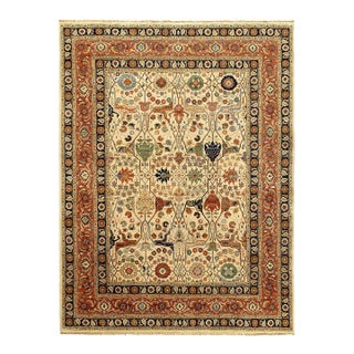 Pasaragd DC Ivory Color Fine Hand Knotted Persian Heriz Design Rug For Sale