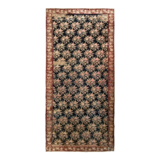 Hand-Knotted Antique Karabagh Rug - Pink and Black Floral Pattern, Red Border For Sale